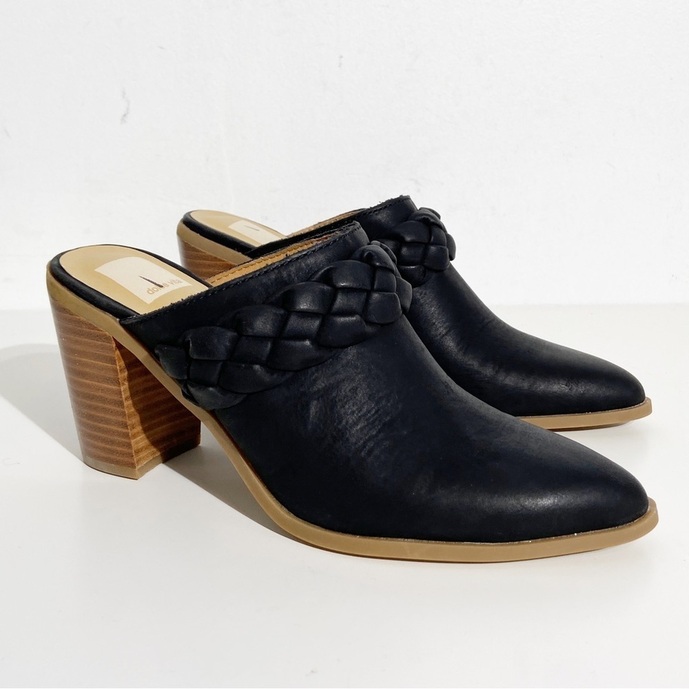 New Dolce Vita Ronna Braided Block Heel Mules - Black Size 10